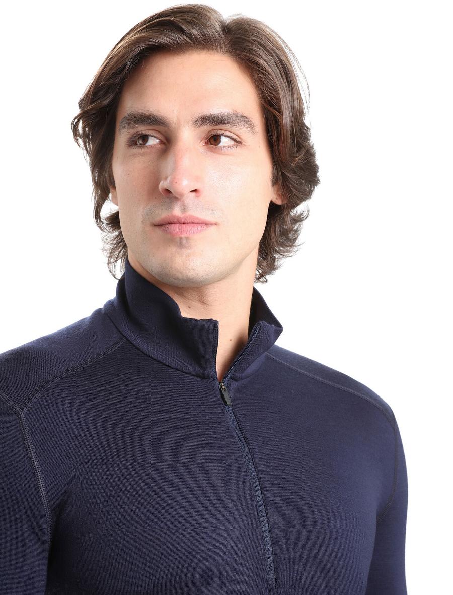 Icebreaker Merino 260 Tech Long Sleeve Half Zip Thermal Top Férfi Base Layers Sötétkék | HU 1385OKIR